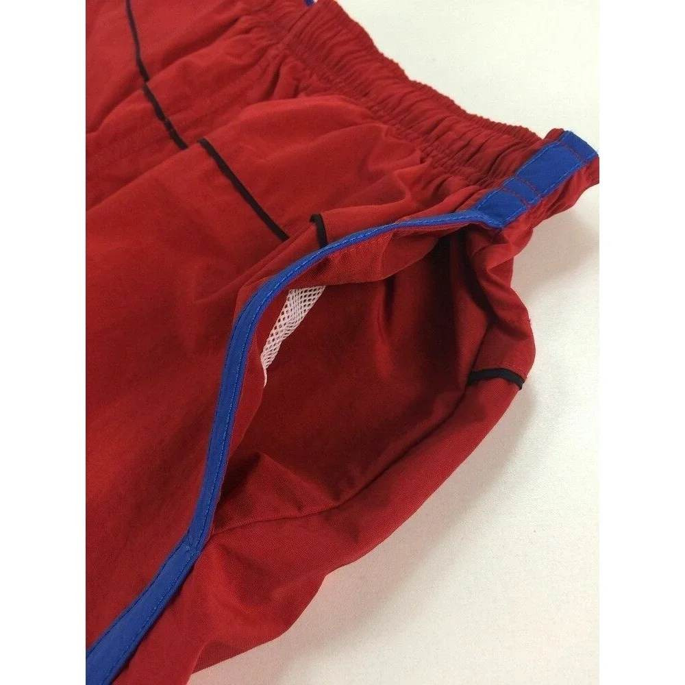 Nautica‎ Flag Bathing Suit M Red Blue SpellOut Swim Trunks Shorts Beach Mens